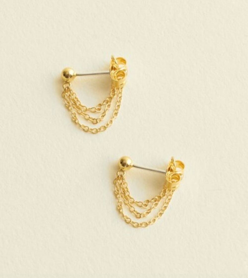 Madewell NEW Demi-Fine Triple-Chain Stud Earrings